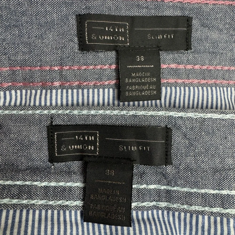 14th & Union Chino Shorts Lot of 2 Slim Fit Men 38 Blue & Red Oxblood Cotton NWT